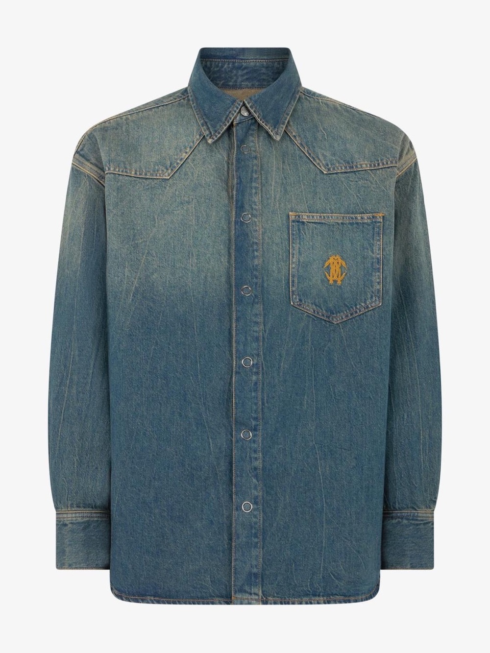 Roberto Cavalli Denim Shirt/Jacket with Monogram in Blue